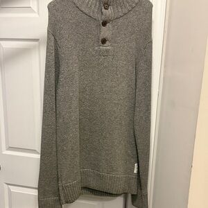 Aeropostale Men's Heather Gray Turtleneck Button Sweater